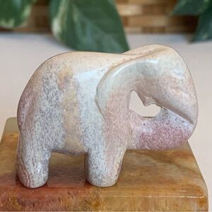 Kisii Soapstone Elephant Figurine Hand Carved Natural Stone Animal Figure 2.1”